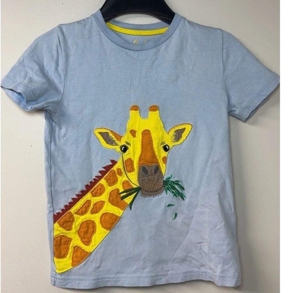 Mini Boden | Giraffe Applique Short Sleeve T-Shirt | Size 6/7